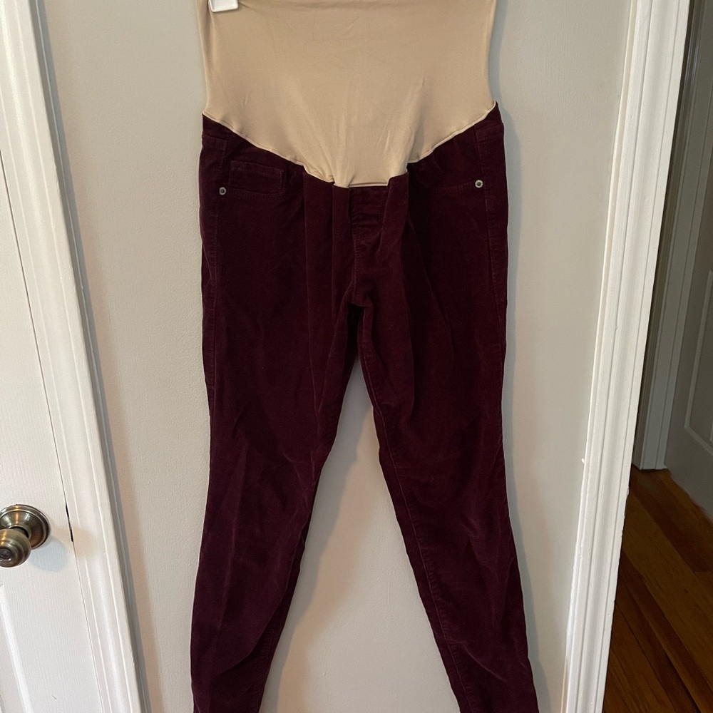 Burgundy Corduroy Maternity Pants